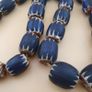 Antique Venetian Style Chevron Big Blue Glass Beads Strand Image 2
