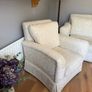 Cream and white floral armchair Image 8