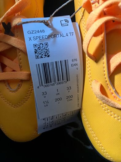 adidas X Speedportal tf football shoes size 33