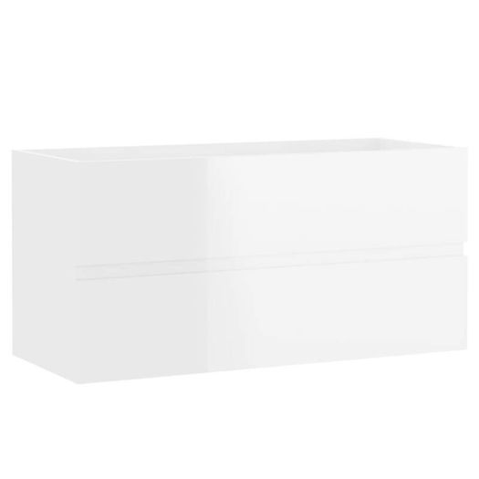 Sink Cabinet with Built-in Basin High Gloss White Chipboard