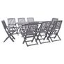 9 Piece Garden Dining Set Solid Acacia Wood Grey Image 2