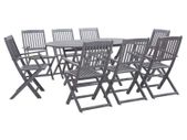 9 Piece Garden Dining Set Solid Acacia Wood Grey