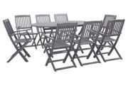 9 Piece Garden Dining Set Solid Acacia Wood Grey