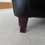 mahogany brown glossy faux leather couch Image 6