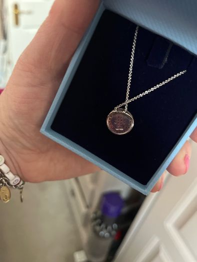 Silver CZ round pendant necklace