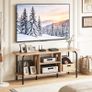 120cm Wooden TV Cabinets for Living Room,Oak TV Stand Cabinet with Arch Details & Rounded Edges, Modern Media Console Table with Open Gaming Entertainment Center Shelves Image 3
