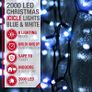 Icicle Lights 2000 LED Outdoor Christmas Lights 60M Lit Length, with Timer and 8 Modes - Blue/Cool White Image 7