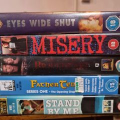 5 x VHS tapes (including Eyes Wide Shut with tape in sealed plastic, Father Ted season one part one, Stand by me, Braveheart, Misery)