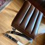 French Leather Swivel Arm Chair & Matching Foot Stool Image 6