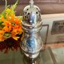 Vintage Silver Plated Sugar Caster or Shaker Baluster Shaped Body Floral foliate Engraving Image 4