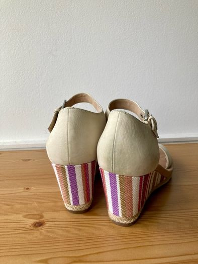 Ugg Atasha striped wedge heeled cream leather sandals