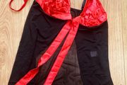 Black and red sheer babydoll and thong One Size