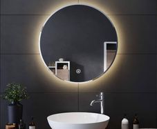 SALE | 600x600mm Round Illuminated LED Light Bathroom Mirror Backlit Makeup Mirror with Sensor Touch Control,Dustproof &Anti-fog,Warm White Light