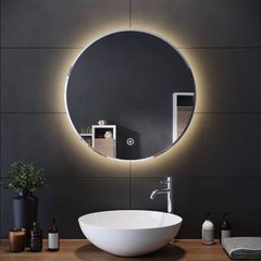 SALE | 600x600mm Round Illuminated LED Light Bathroom Mirror Backlit Makeup Mirror with Sensor Touch Control,Dustproof &Anti-fog,Warm White Light