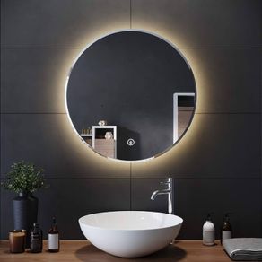 SALE | 600x600mm Round Illuminated LED Light Bathroom Mirror Backlit Makeup Mirror with Sensor Touch Control,Dustproof &Anti-fog,Warm White Light