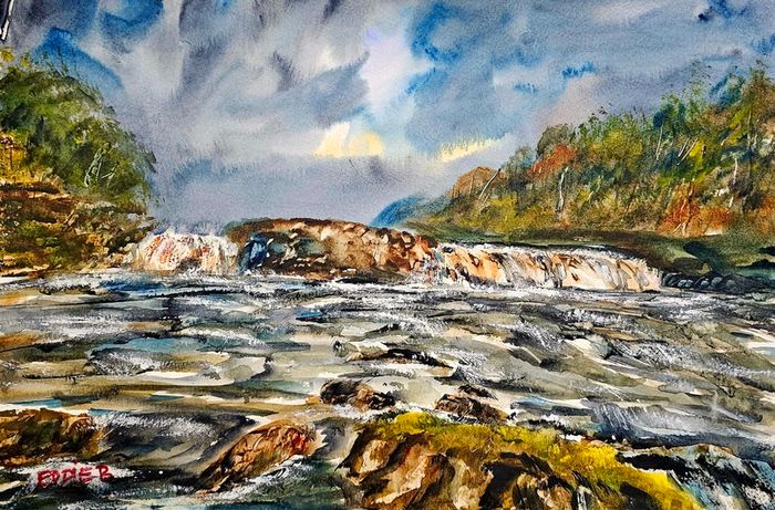 Ashleagh waterfall watercolour