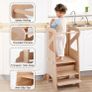 Wooden Kitchen Step Helper Learning Standing Tower with Slide 3 Levels Adjustable Heights Standing Step with Chalkboard Multifunctional Kids Step Stool Suit for Kitchen Counter and Children's Room Image 6