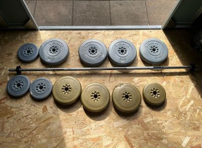York barbell with clips and weights