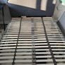 HAUGA upholstered bed, 2 storage boxes and firm mattress, Vissle grey Image 5
