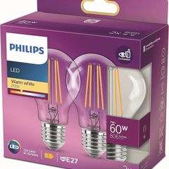 LED Classic A60 Light Bulb Set of 2 [E27 Edison Screw] 7W = 60W Equivalent, Warm White (2700K), Non Dimmable