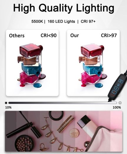 Light Box Photography 40cm / 16" x 16'', Portable Photo Booth Box with Adjustable 160 LED Lights & 8 Photo Backdrops for Product Photography (FREE POSTAGE)