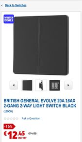 British General Evolve Light Switch Black Matt