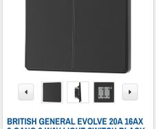 British General Evolve Light Switch Black Matt