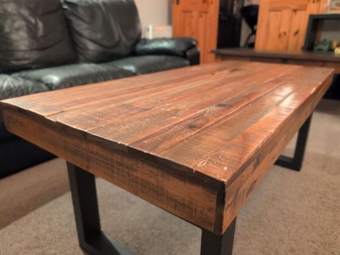 RusticI Industrial Coffee Table - Solid Reclaimed Wood & Steel Legs