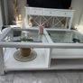 White Coffee Table with Glass Top Image 2