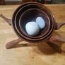 (Move out sell-see my other low priced ads) Handcrafted Wooden Bowl Set with Folding Stand Image 2