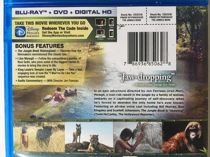 The Jungle Book (Disney) [2016] [Live Action Animation Blu-ray Movie]