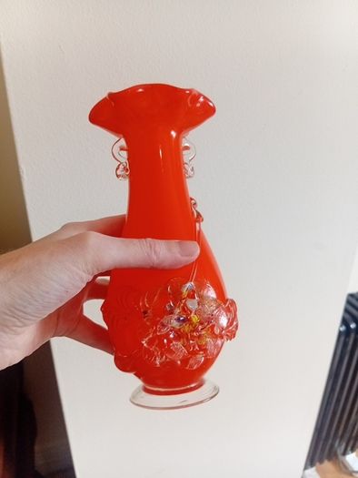 Vintage chinese plum blossom glass, set of 4, job lot, murano -style art galss