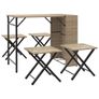 5 Piece Garden Dining Set Foldable Beige Poly Rattan Image 2