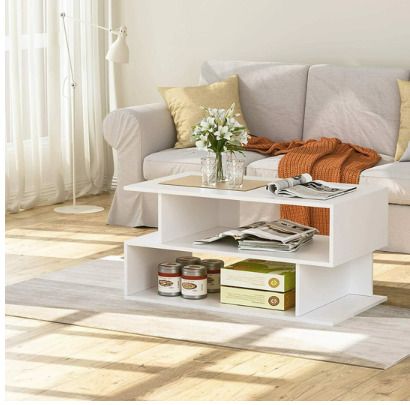 BRAND NEW 2 Tier Side/Coffee Table Rectangular Open Storage Shelf Living Room 90x50x45cm