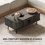 Coffee Table with Storage with Slatted Tambour Sliding Doors and Foot Pads Image 3