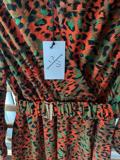 dress Bnwt wrap effect midi dress JS Millennium dress khaki & orange animal print