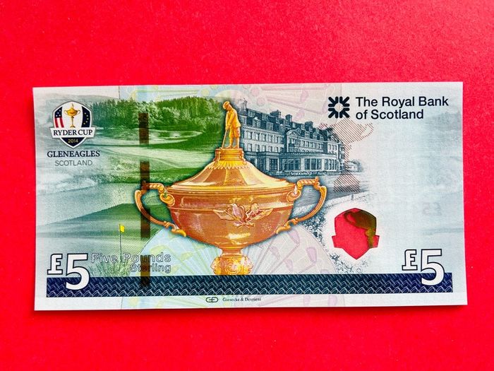 Scotland  5 Pounds  2014    Pick 369  Commemorative Issue  ( Ryder Cup )  ( Uncirculated )
