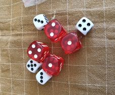 Set of Acrylic Red and White Dice