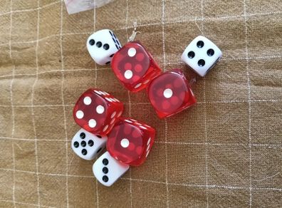 Set of Acrylic Red and White Dice