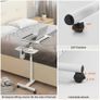 Height Adjustable Computer Desk on Wheels, Rolling Laptop Desk with Cooling Fan, Overbed Table with Mouse Tray, Laptop Table with Pen Holder, Bedside Table for Home Office, White Image 7