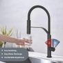 Kitchen Tap, Kitchen Taps Mixer with Pull Out Spray, Sink Mixer Tap Single Handle with High Arc 360 Swivel 2 Modes Spray Head for 1 Hole Mount, Matte Black Image 6