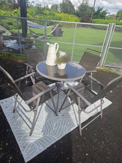 Garden Table & 4 Folding Chairs