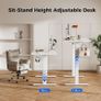 Electric Standing Desk, 2 Memory Buttons, 100x60cm Height Adjustable Desk for smart Pannel, 72-116cm, Sit Stand Desk with 2 Hooks, Home Office Desk, 2 pcs Desktops, White Image 3