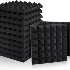 NEW SALE | 12 Pack Set Acoustic Foam Panels, Studio Wedge Tiles, 2" X 12" X 12" Acoustic Foam Sound Absorption Pyramid Studio Treatment Wall Panels