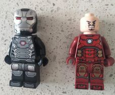 Lego Marvel War Machine and Iron Man minifigures