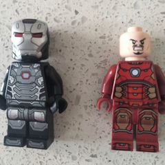 Lego Marvel War Machine and Iron Man minifigures