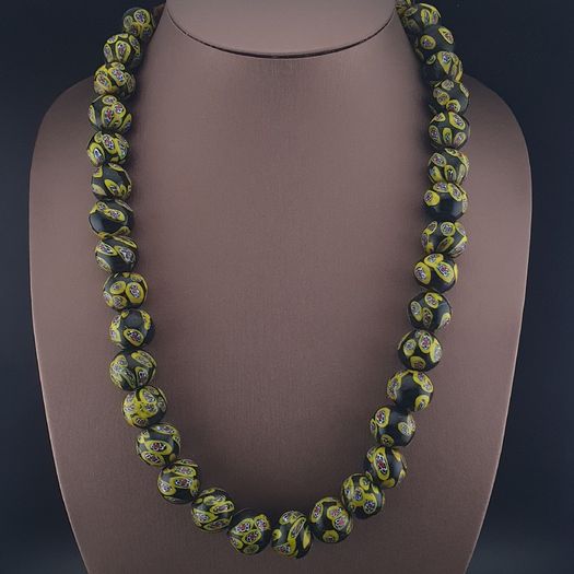 Antique Murano Style Millefiori Glass Beads Necklace 22 inches Strands