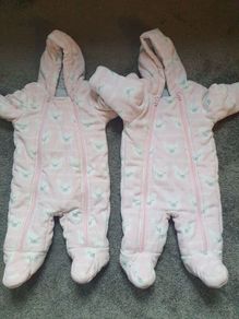 Twin girl pram suit 0-3 mths