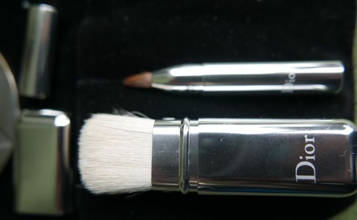 Christian Dior Play Swarovski Diamond Cube Lip Gloss Charm and CHRISTIAN DIOR Lucky Star makeup hand mirror compact brush