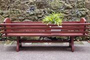 Mid-century slatted wooden planter